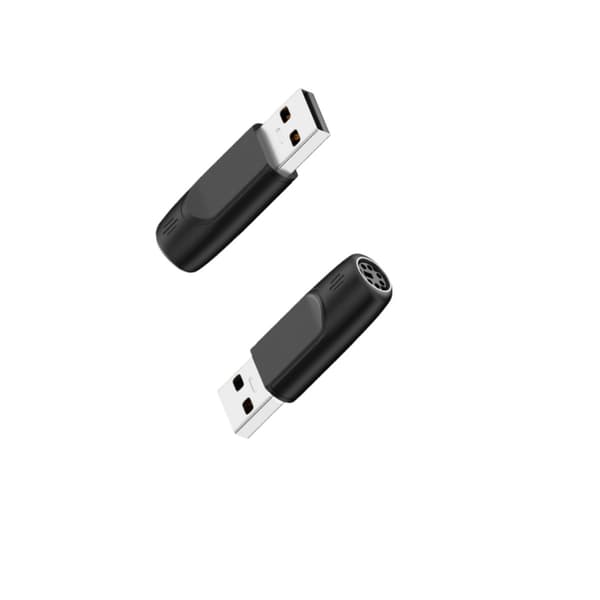 PS2 Interface USB male til PS2 female adapter (2 stk) - sort ABS USB til PS2 konverter til tastatur og mus