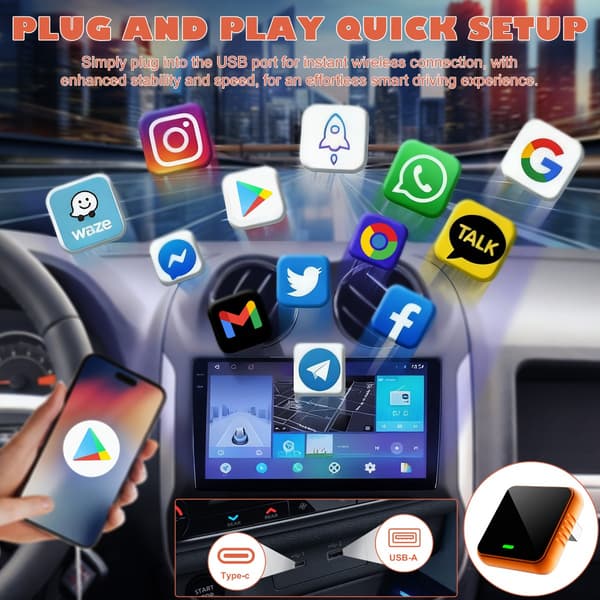 Trådløs CarPlay-adapter: Smart bilforbindelsesboks, problemfri forbindelse til din bil Blue Blue