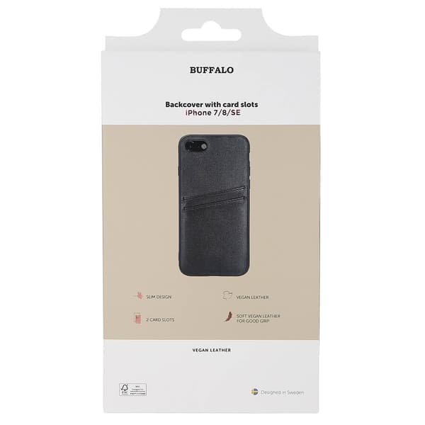 Back cover PU 2 card iPhone 7 / 8 / SE Black