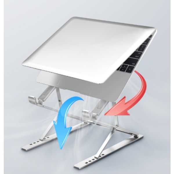 Sammenfoldeligt laptopstativ i sølvfarvet aluminiumslegering