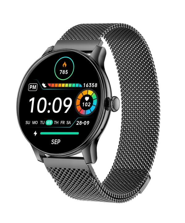 Monitoiminen älykello, jossa Bluetooth-puhelut, terveyden seuranta ja useita urheilutiloja Black Black