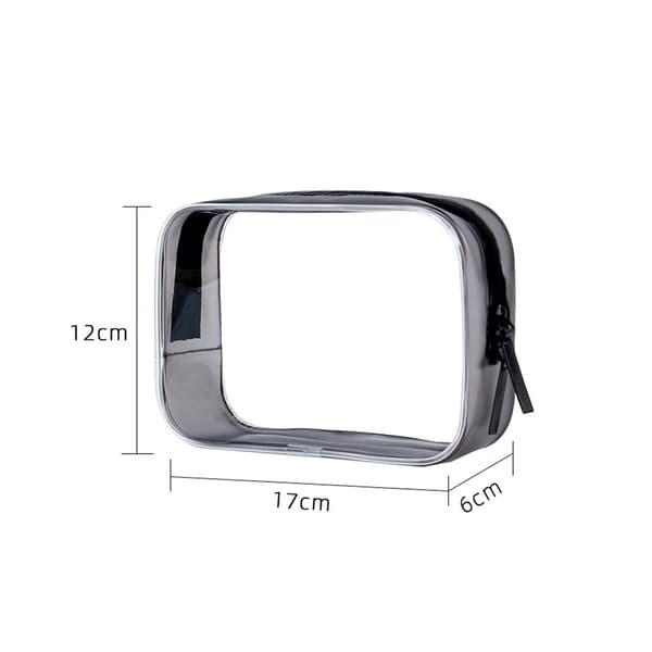 Transparent PVC Opbevaringspose Sæt - Perfekt til Rejser, Makeup og Bordopbevaring - 2 Størrelser Black Black