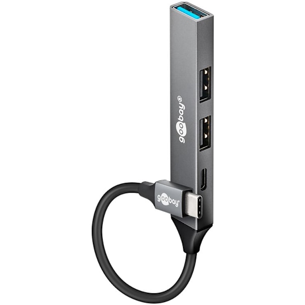 Slim USB-hubb med 4 portar, USB-C™ till USB-C™/USB-A, 5 Gbit/s