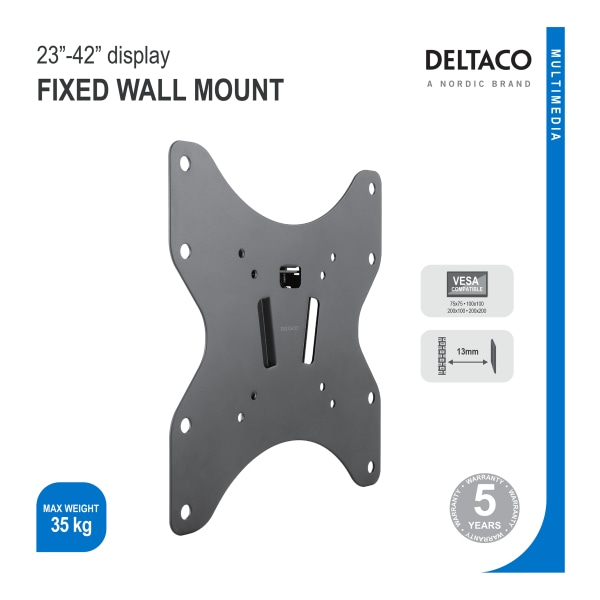Fixed wall mount, 23-42" up to 35 kg, ultra slim, VESA, blac