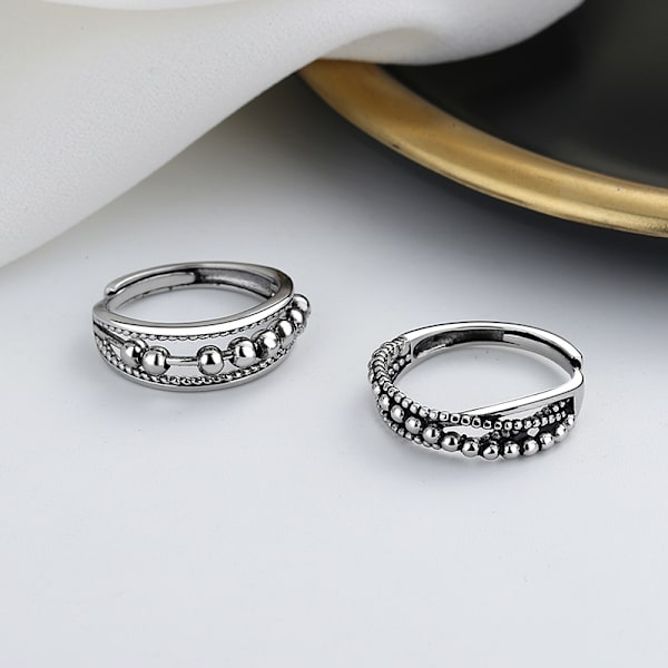 Anti-stressring med Roterbara Pärlor Silver S