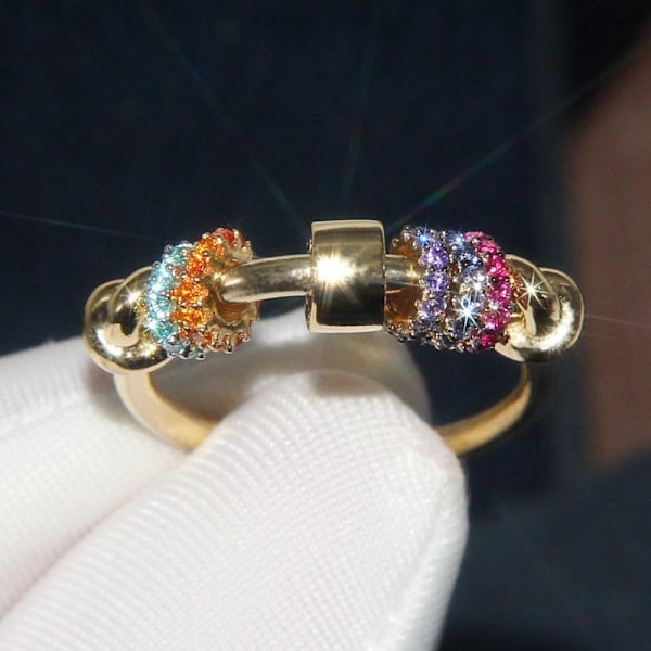 Antistressring med Roterbara Pärlor Flerfärgad 18.2 mm