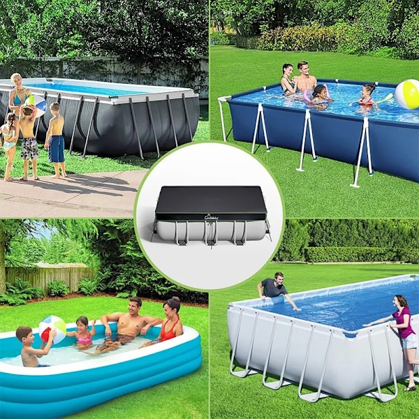 Svart Oxfordtyg Rektangulärt Poolskydd
