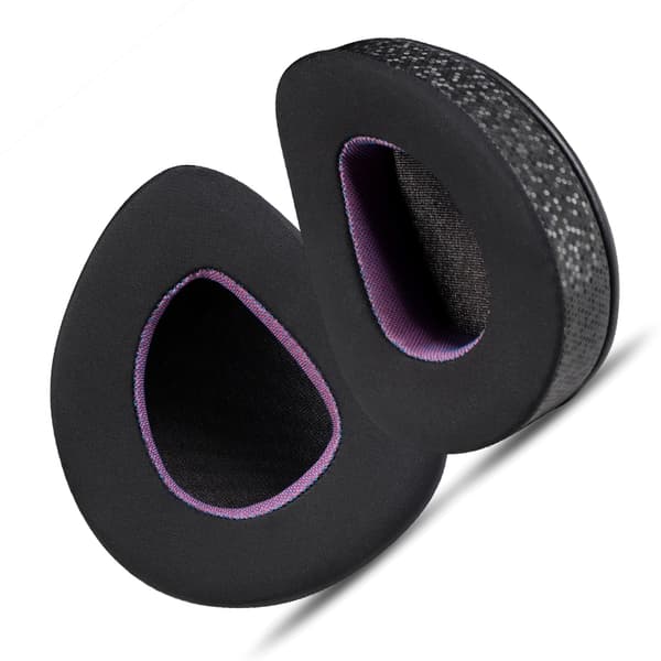 Svarta och lila öronkuddar i tyg för ASUS ROG-headset