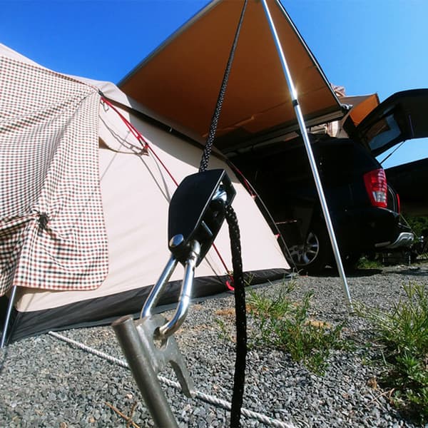 Elastisk teltreb, teltreb med metalskive