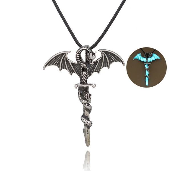 Självlysande halsband Dragon Sword Silver