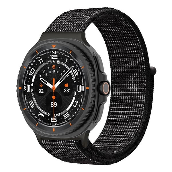 Nylon Hook and Loop Armband Kompatibelt med Samsung Watch 8/8 Classic - Svart