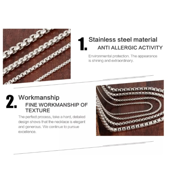 Kæde halskæde til mænd Titanium stål Sølv 60 cm
