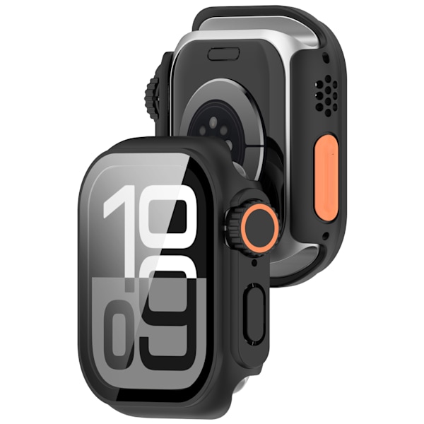 Beskyttende etui til Apple Watch - hård PC og hærdet glas Sort 46 mm