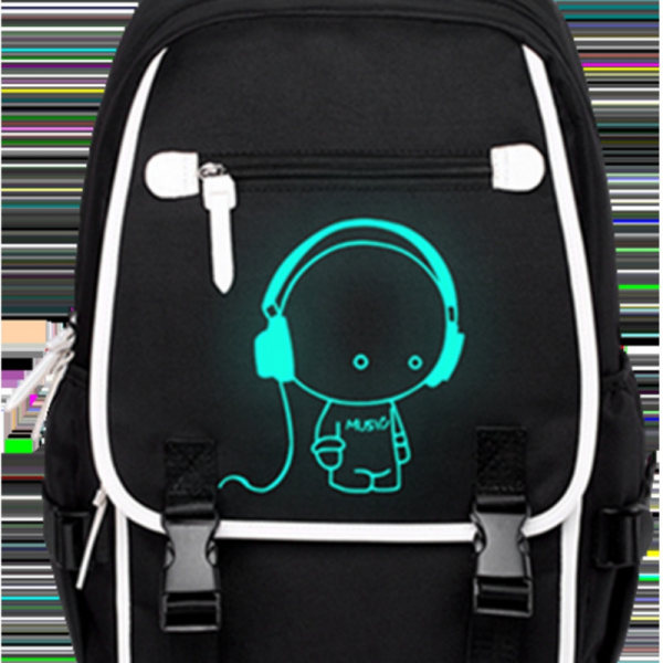 Reseryggsäck stöldskyddsryggsäck med USB-laddningsport ljusmönst L