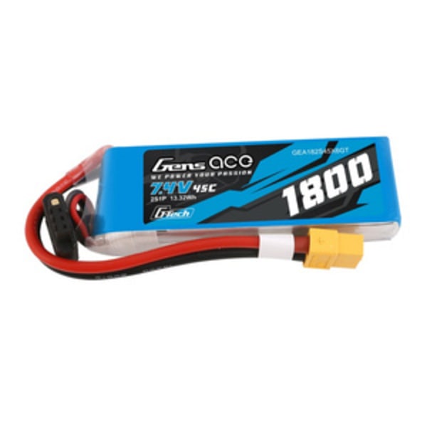 GensAce G-Tech LiPo 1800mAh 7,4V 45C 2S1P XT60 batteri