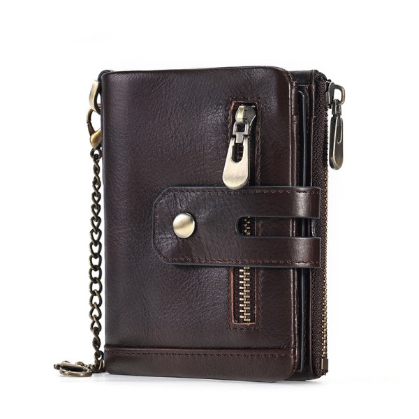 RFID-spärrande kreditkortshållare plånbok äkta läder Mörkbrun