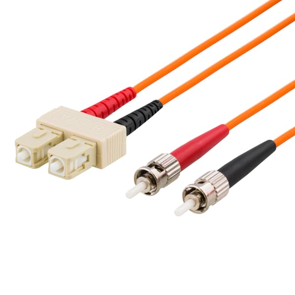 OM1 Fiber cable, SC - ST, duplex, UPC, 62,5/125, 10m, orange