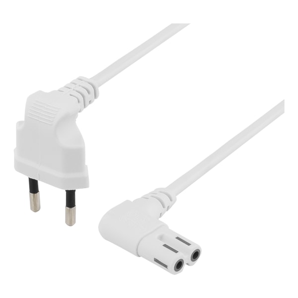 Unearthed device cable 2m angled CEE 7/16  IEC 60320 white