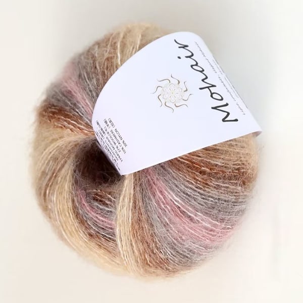 Ether Blue, Håndstrikket Mohairgarn Mørk pink