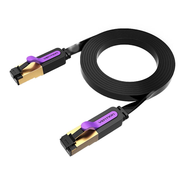 Fladt netværkskabel UTP CAT7 ventilation ICABF RJ45 Ethernet 10 Gbps 1m Sort