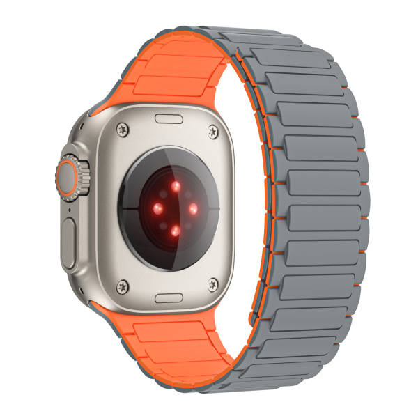 Silikone magnetrem til Apple Watch 1/2/3/4/5/6/7/8/9, Apple Watc Grå+orange 38/40/41 mm