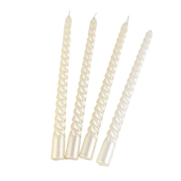 Elegante spidse stearinlys - Sæt med 4, 25 cm dekorative stearinlys White White