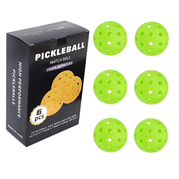 Picklebollar, set med 6, 40-håls picklebollar 74 mm Grön