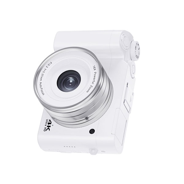 DC218T 4K Dual Lens Touchscreen-kamera - Hvid - 32 GB hukommelseskort inkluderet