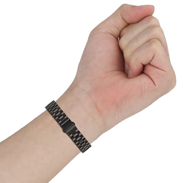 Fitbit Air rem kompatibel med Google Fitbit Air-serien, magnetisk lukning, præcis pasform til daglig brug, premium rustfrit stål treleddet design Blac Black