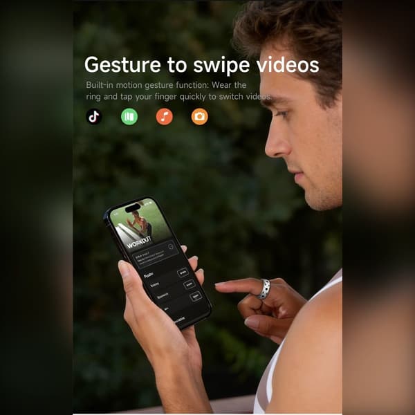 Smart ring med pekskärm och geststyrning för vardagsbruk - rostfritt stål, hjärtfrekvens & SpO2, kompatibelt med Android och iOS Silver 8 Silver 8