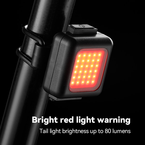 USB-laddning Super Bright Cykel Rödljus Baklykta för Night Ridin Svart