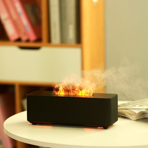 Flame Aroma Diffuser Luftfuktare: Simulerad Vulkan med Kompatibilitet för Eteriska Oljor för Avkoppling och Aromaterapi Black Black