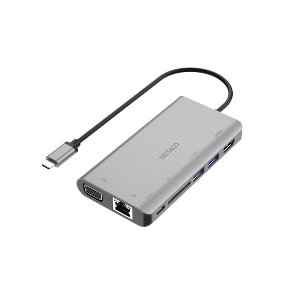 USB-C docking station, HDMI/VGA/2x USB-A space grey