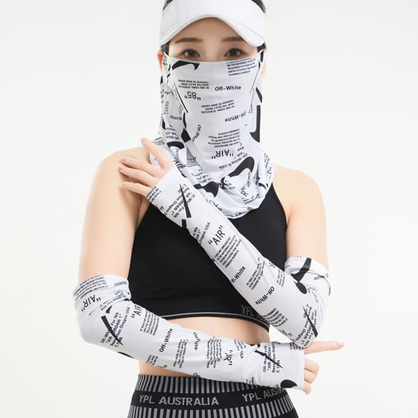 Sommar utomhus sol- och dammskyddsset - Mask & Ärmar White White