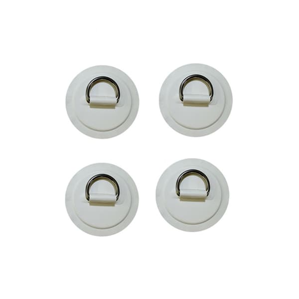 Kajak D-ring fästen 4-pack – säkra fästpunkter för kajaker, uppblåsbara båtar och SUP, PVC och rostfritt stål, vit
