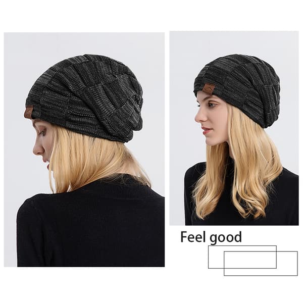 Beanie Hat, Warm Slouchy Thick Skull Strikket Vinter Fall Hat Black Black