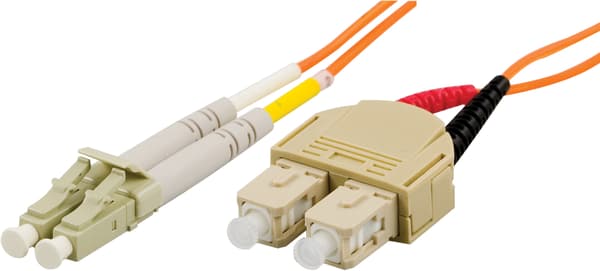 OM1 Fiber cable, LC - SC, duplex, UPC, 62,5/125, 1,5m, or.