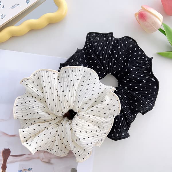 Chic Polka Dot Scrunchies - Sort & Hvid Sæt med 2