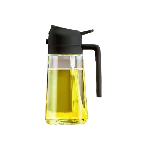 470ml Oljesprayflaska, Förtjockad Glas Oljedispenser med Spray- och Hällfunktion Black Black