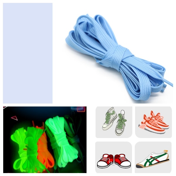 120cm Selvlysende Flade Snørebånd til 6-7 Par Huller - Blå Polyester Blue Blue