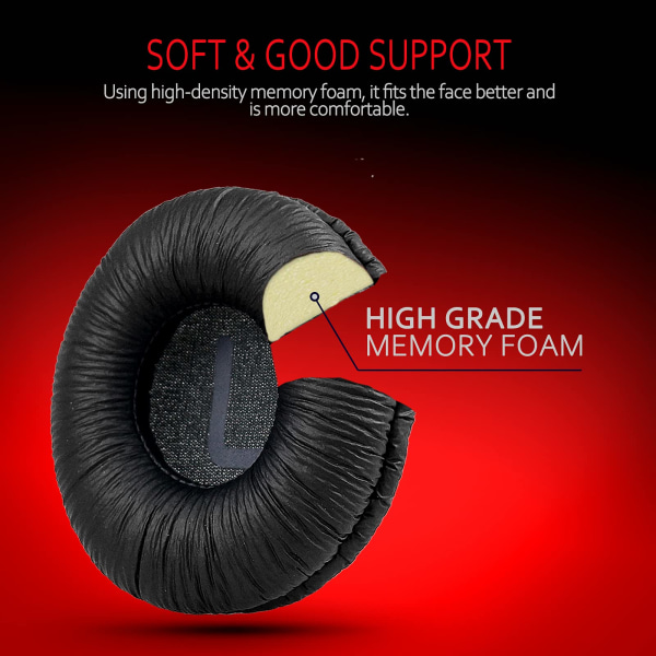 Öronkuddar för JBL T450BT/T500BT/Tune 600BTNC Läder Hörlurar Reservkuddar Svart JBL T450BT/T500BT/Tune 600BTNC Svart