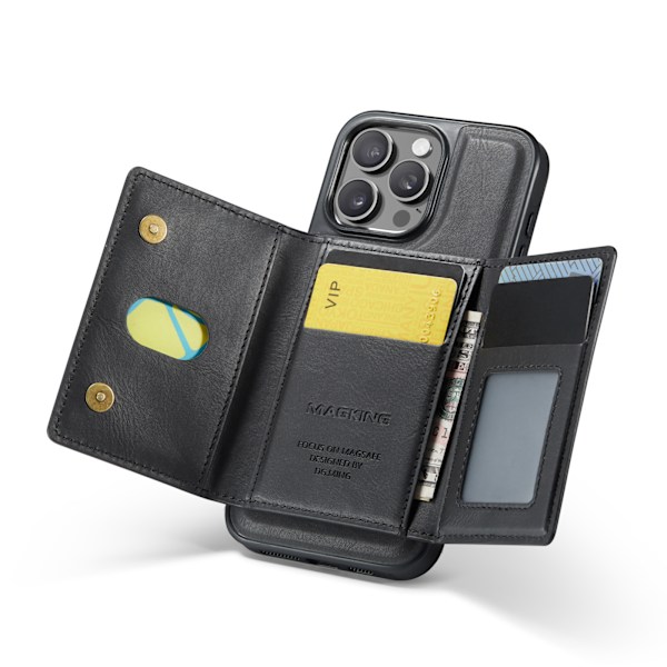 M2 Magnetic Wallet Cover til iPhone 16 - Sort