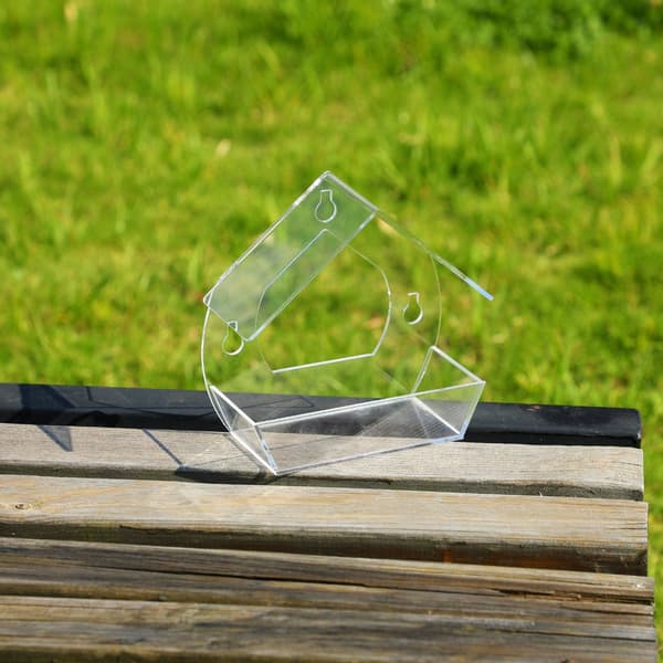 Trekantet husformet transparent fuglefoder - Vinduesmonteret PMMA fuglefoder