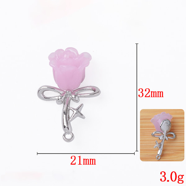 Rose Flower Charms Smykkefremstilling Charms DIY Smykker Lyserød