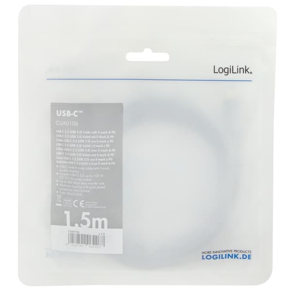 USB-C - USB-C -kaapeli 100W 480 Mbps 1,5m Alumiini