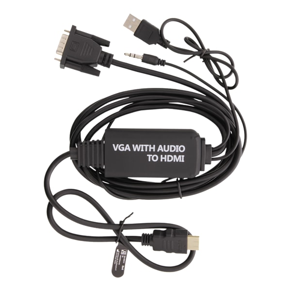 VGA & Audio, HDMI cable, USB powered, 2m, black