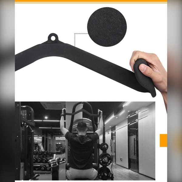 Smalt udadvendt greb til lat pulldown og seated row - stål plastbelagt mat sort, målrettet udvikling af rygmuskler og kontur