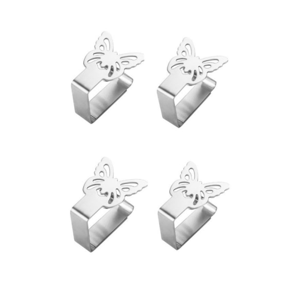 Fjärilformade Dukklämmor / Dukhållare, 4-pack Silver