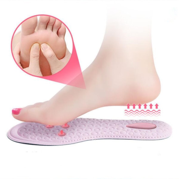 4D massage åndbar stødabsorberende sko indersål 1 par Lyserød