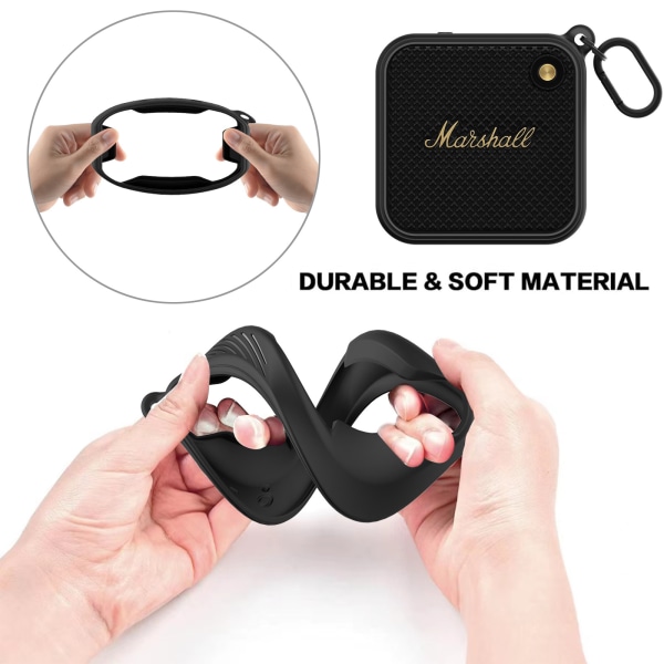 Bärbar Bluetooth-högtalare Resebärande silikonfodral för Marshal Svart